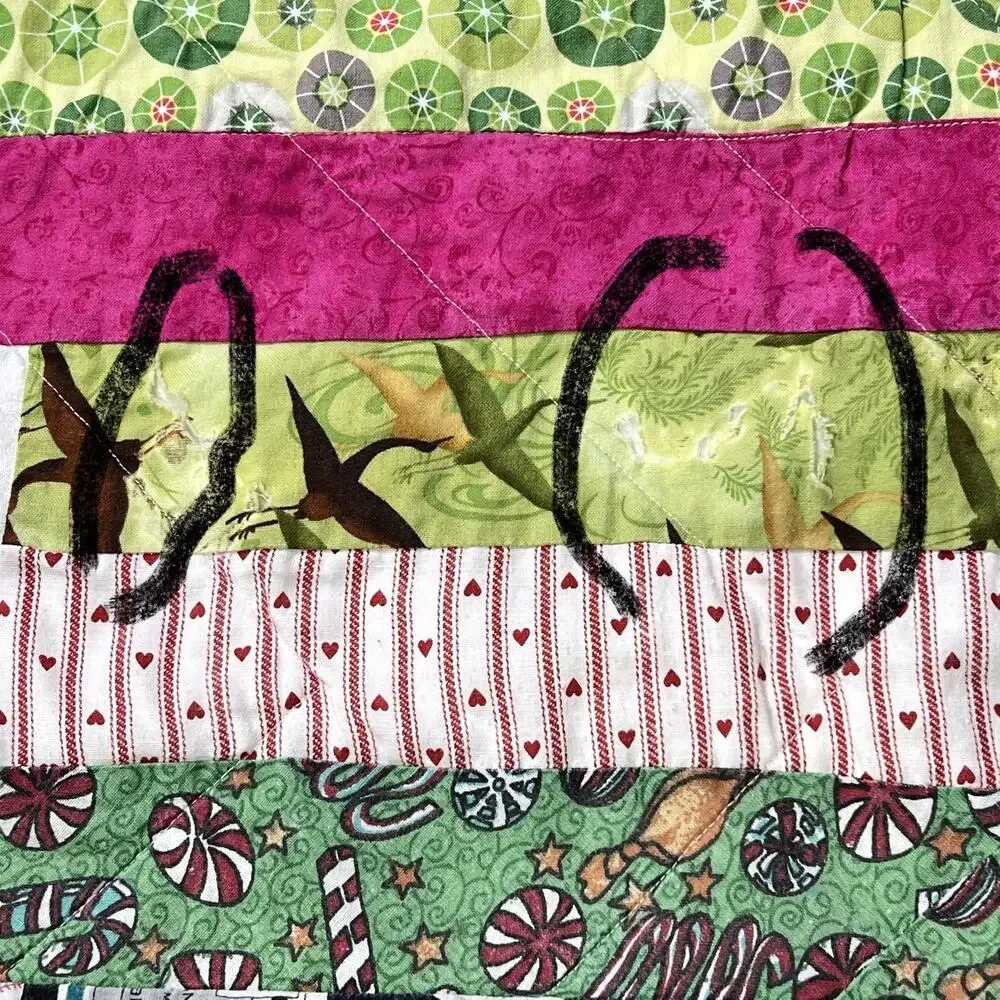 Quilt Handmade Colorful Strip Piece 60x43 Lightweight Lap Throw Farmhouse Boho